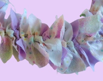 Spring Garland, Spring Decor, Easter Lights for Mantel, Table, Window, Easter Decoration, Lighted Fabric Garland, Pastel Rag Garland