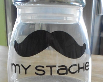 Mustache Jar - Dome - My Stache, Coin Jar, Bank, Candy Jar, Gift for Men, Dad, Brother, Son, Uncle, Grandpa, Retirement, Groomsmen, Bachelor