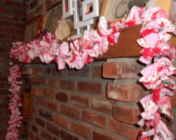 Valentine S Day Lighted Garland Pink Red White Fabric Etsy