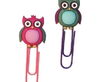 2 Fun Owl Paper Clips, Owl Bookmarks, Office Supply, Owl Gift, Cute Clips