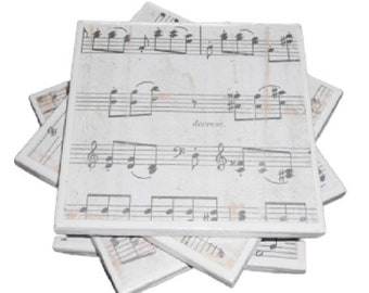 Musical Note Coasters - Set of Four - for Music Teacher, Musician, Table Decoration, Ceramic Drink Coasters