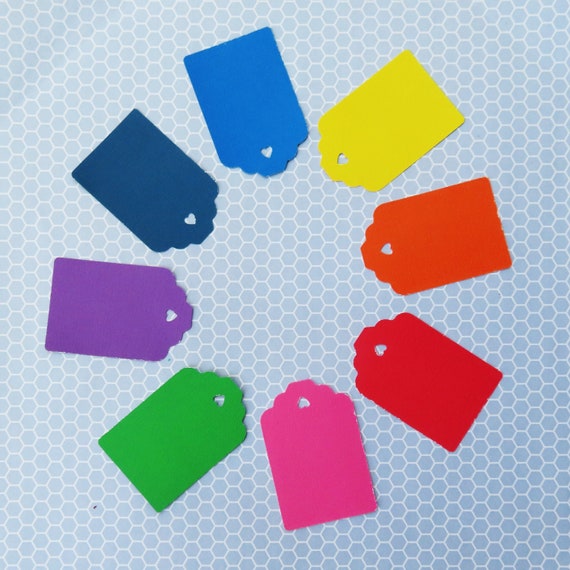Multi Colored Hand Punched Tags for Labeling, Scrapbooking, Gift