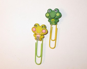 2 Frog Bookmarks, Paper Clips for Planners, Organizers, Gift for Teachers, Mom, Frog Gifts, Party Favor, Cute Office Supply, Frog Lover, Fun