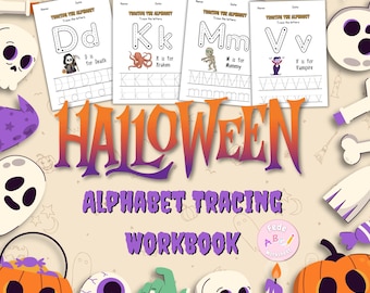 Halloween Alphabet Tracing Worksheets, 78 Pages of Spooky Fun, Preschoolers Printable , Homeschool Halloween Activities, Kids Halloween Fun