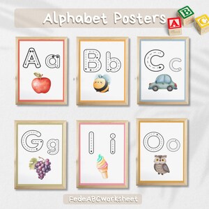 Homeschool Classroom Watercolor Alphabet Posters Printable for Kids, Pastel Alphabet Posters, Educational Aesthetic Wall Art for Kids