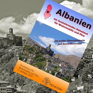 ALBANIA Guida turistica - Libro turistico per camper e auto - 144 pagine A4 Mappa rimovibile - NUOVO