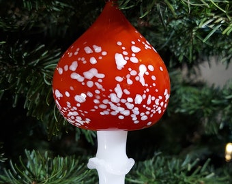 Blown Glass Pointed Mushroom Ornament