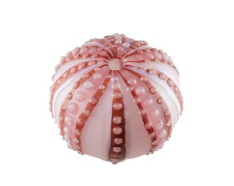 Large Pink Glass Sea Urchin Shell