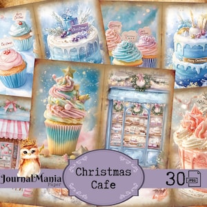 Junk Journal Folio de Noël pliable à trois volets, recette imprimable de Junkjournal de Noël Mini folio, kit de journal du nouvel an, kit de pochettes de rangement