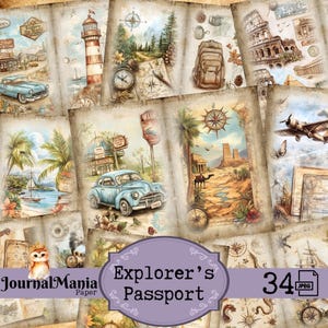 Vintage Travel Junk Journal Kit: Adventure Ephemera (Digital Download)