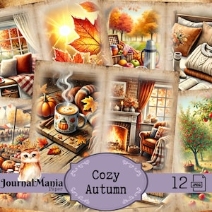 Carnet de voyage automne automne confortable pour Thanksgiving vintage scrapbooking, kit Junkjournal confortable imprimable cadeau citrouilles d'automne feuilles d'automne