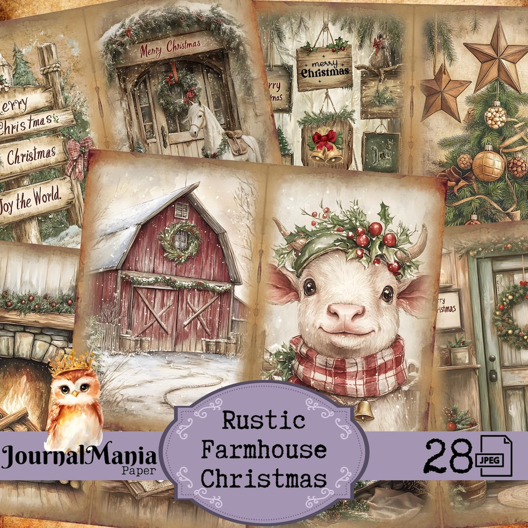 Farmhouse Christmas Junk Journal Kit: Rustic Vintage Printable (digital ...