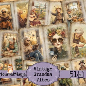 Grandma Junk Journal, oma-herinnering, liefdevolle afdrukbare efemere verschijnselen, vintage sfeer, moeder begaafd, oma thuis begaafd, vrouwenleven, dagboekkit