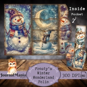 Junk Journal Falten Folio Weihnachten Trifold Printable Schneemann Junkjournal Xmas Mini Folio Weihnachten Journal Kit Ordner Kit Pocket Insert