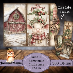 Carpeta plegable para diario basura, tríptico, imprimible, rústica, para diario basura, kit de carpeta para diario de granja, con bolsillo
