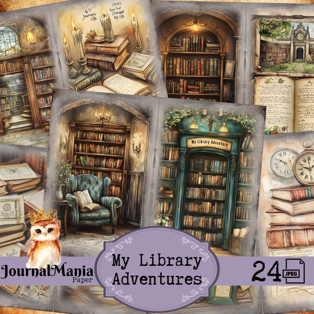 Library Junk Journal Kit: Dark Academia Vintage Book Pages (digital ...