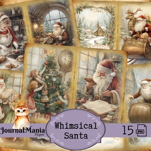 Santa Junkjournal Grillige kerst Vintage kerstman afdrukbare Merry Christmas Junk Journal cadeau kerstavond Kit december kerst nieuwjaar