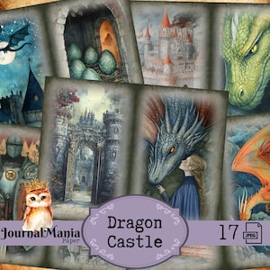 Diario de basura de dragón, Bosque encantado, imprimible, mágico, diario de basura de dragón, castillo de dragón caprichoso, fantasía, efímera de dragón, huevo de dragón, regalo