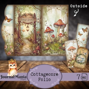 Cottage Junk Journal Cottage Garden Folio Kit Blumen Trifold Folio Naturforscher Ephemera DIY Mini Folio Folding Folder Pocket Insert Gifted
