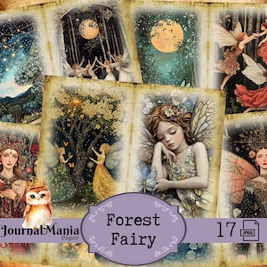 Diario basura de hadas del bosque, bosque encantado, kit de diario de hadas, animal del bosque, caprichoso, bosque, fantasía mítica, regalo de diario basura imprimible