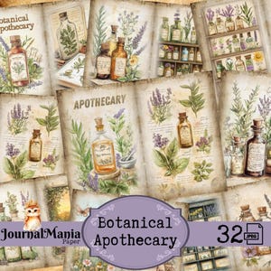 Apothecary Junk Journal Botanical Herb Grimoire Vintage Junkjournal Herbologist Victorian Apothecary Witchcraft Cottage Nature Ephemera
