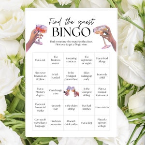 Guest Bingo Card Template Wedding Guest Game Template Cocktail Party Game Bingo Card Canva Editable Wedding Shower Game Birthday Party Bingo