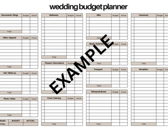 Wedding Budget Planner Spreadsheet | Printable Wedding Expense Tracker | Digital Wedding Budget Template for Bride & Groom