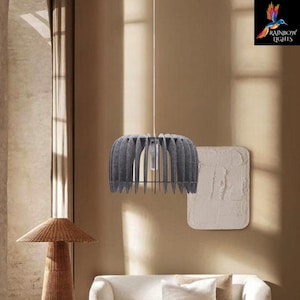 Cylindrical Shaped Grey Color Harder Felt Pendant Light Modern Natural Shade LED Ceiling Fixture  | Acoustic Pendant Light
