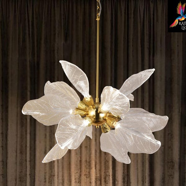Suspension moderne en résine de lys fleuri Venini pour chambre à coucher, salon, salle à manger et entrée