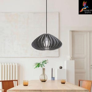 Grey Color Hat Shaped Harder Felt Pendant Light Modern Natural Shade LED Ceiling Fixture With 1.2m Cable and Socket | Acoustic Pendant Light