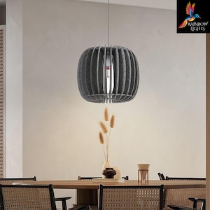 Grey Color Harder Felt Pendant Light Modern Natural Shade LED Ceiling Fixture | Acoustic Pendant Light