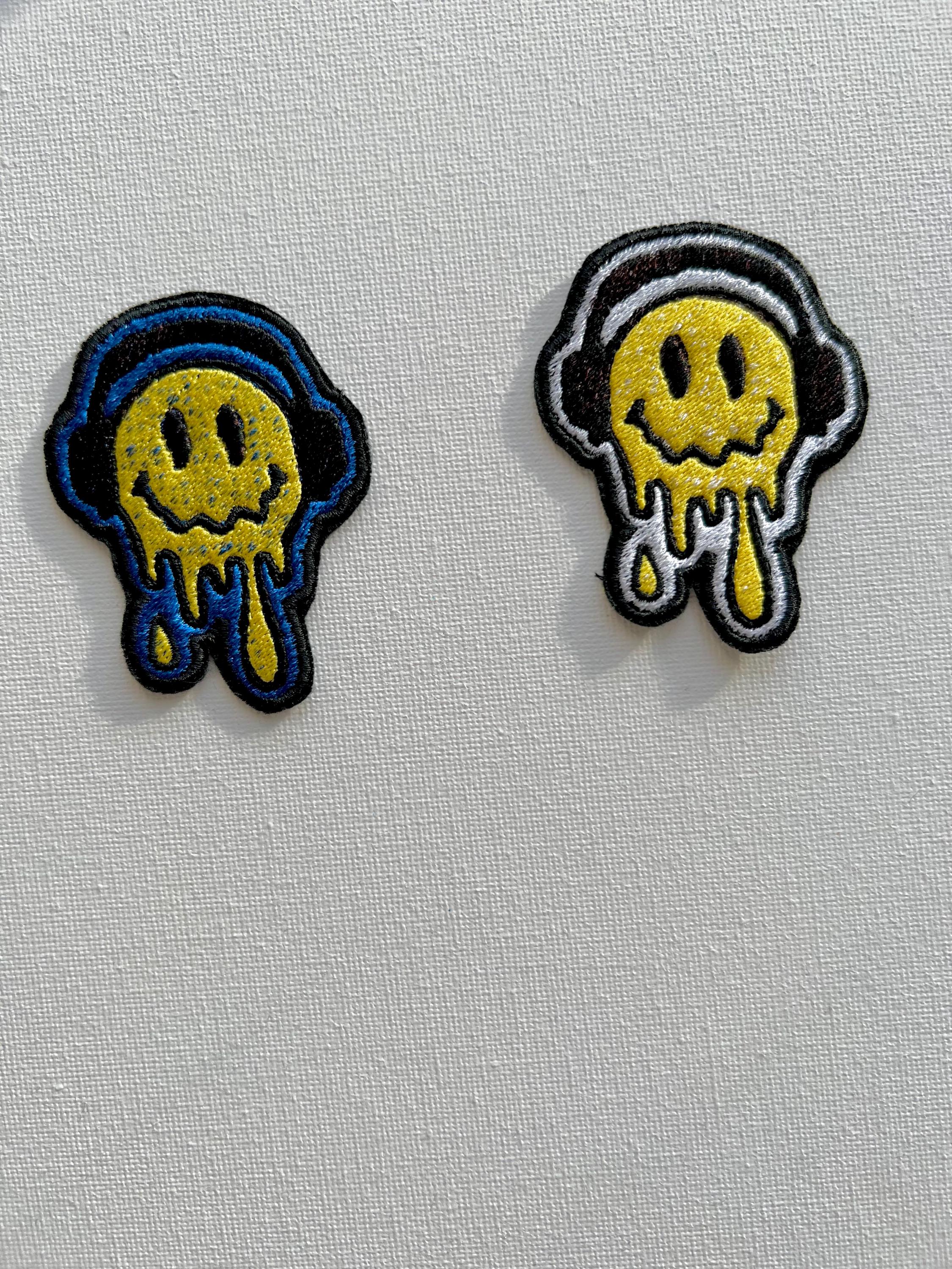 Melting Happy Face Embroidered Patches, Sew on Patches, Patches for ...