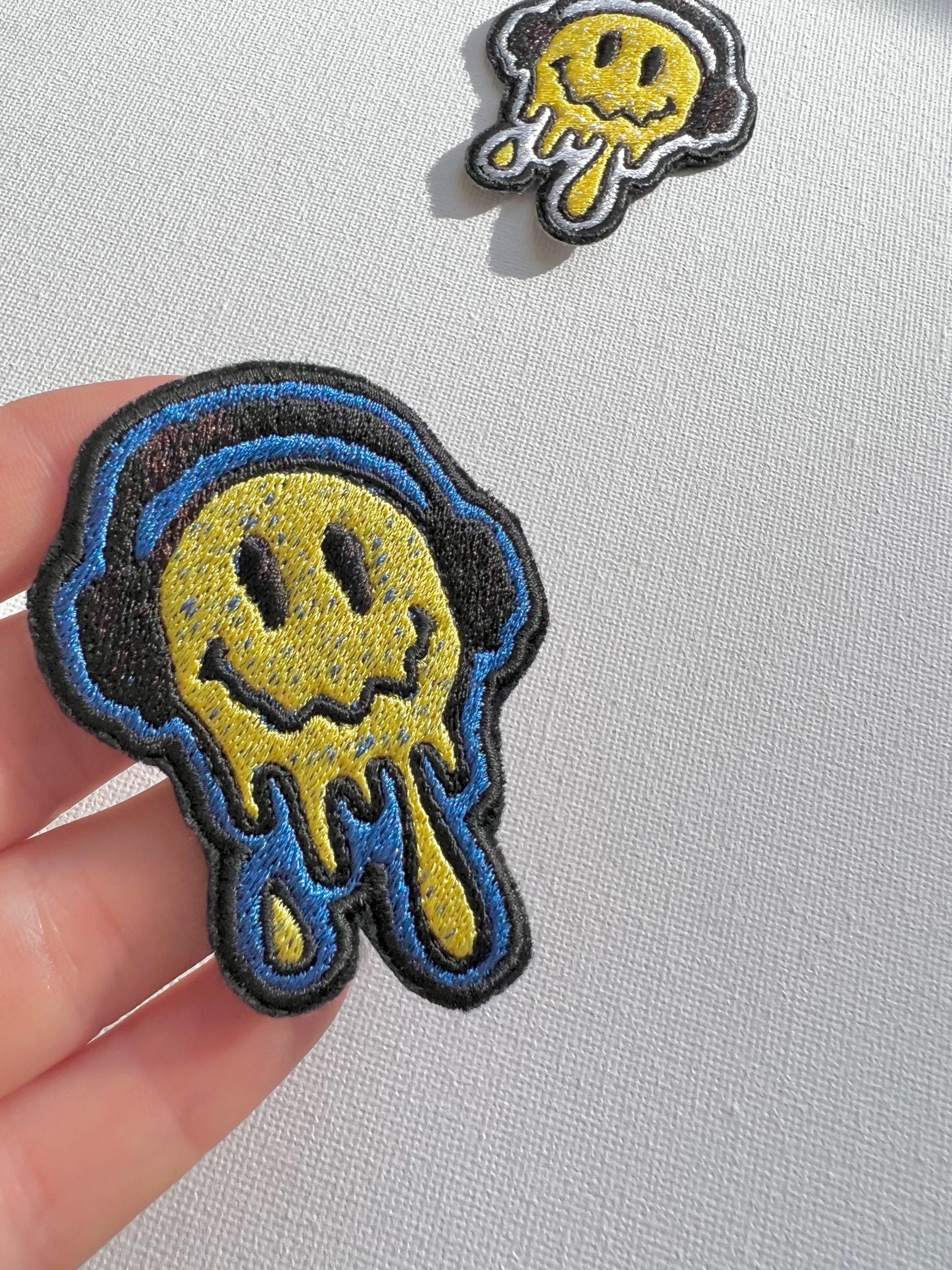 Melting Happy Face Embroidered Patches, Sew on Patches, Patches for ...