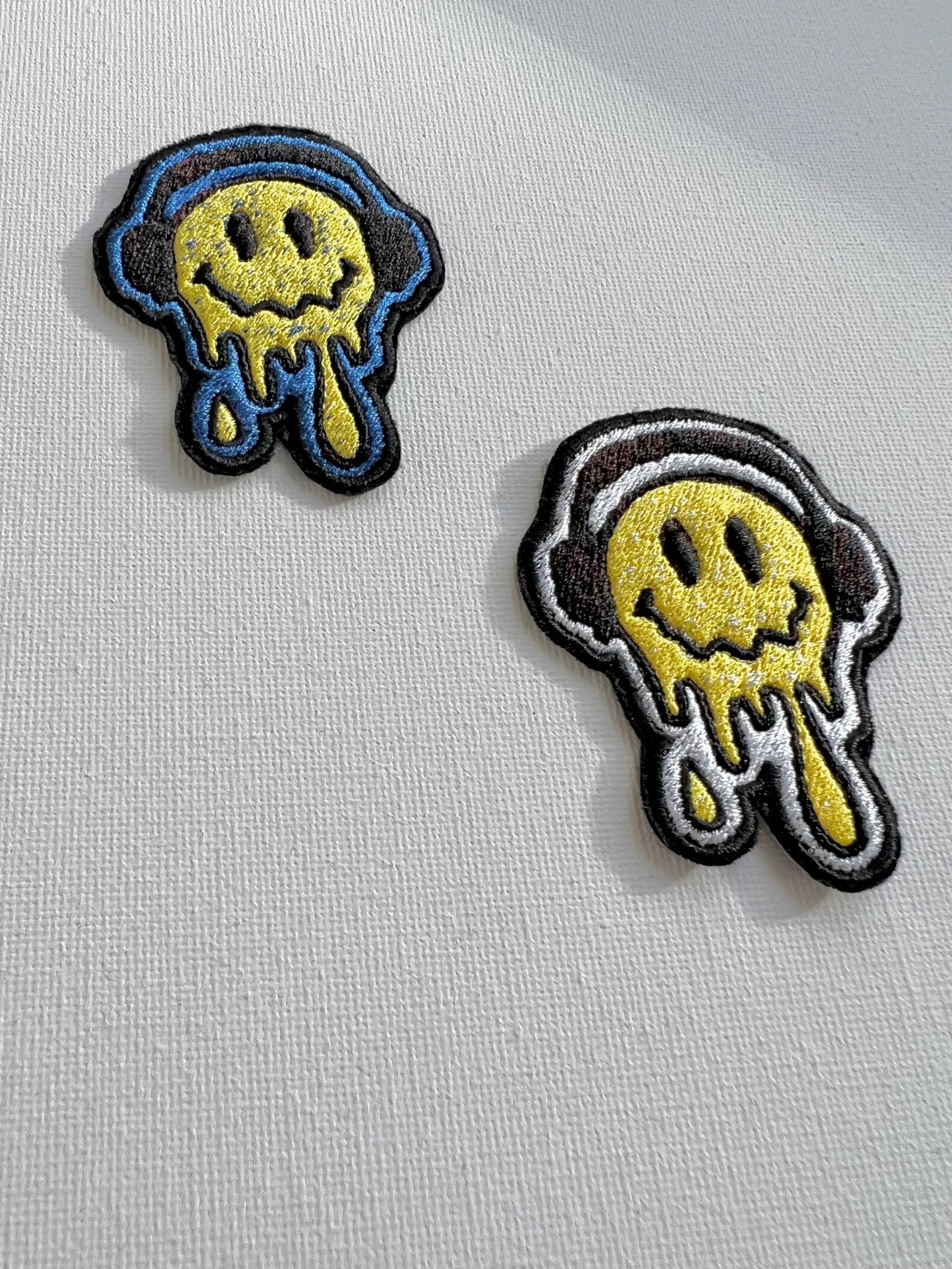 Melting Happy Face Embroidered Patches, Sew on Patches, Patches for ...
