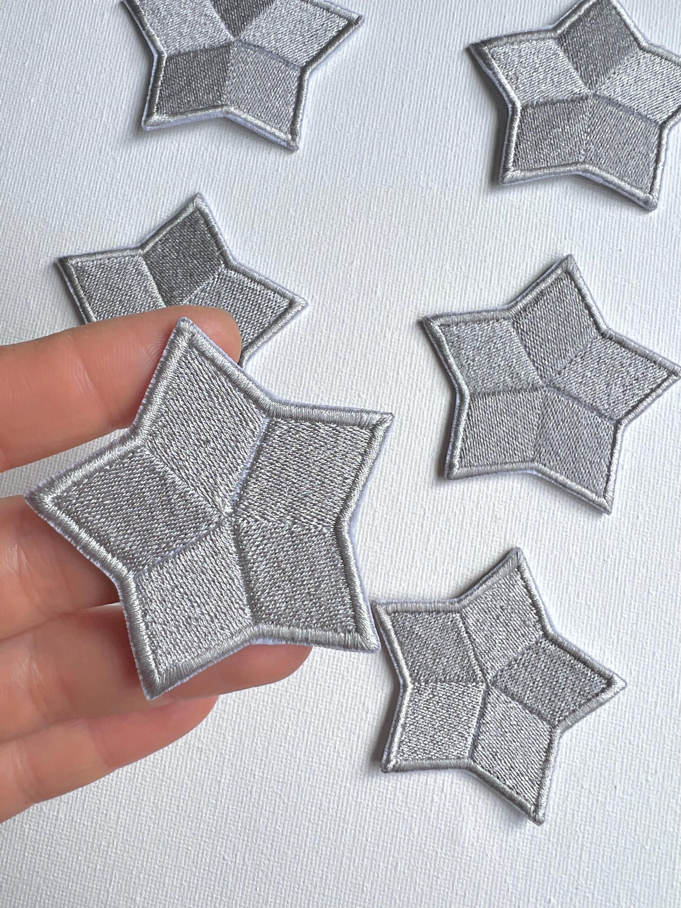 Expo International Star Iron-On Appliques - 1.5 Inch Silver Patches 6 Pack