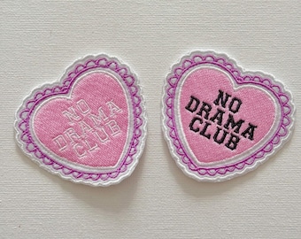 No Drama Club embroidered patches, sew on patches, patches for bags, kpop patches, patches, no drama club, kpop, chingu embroidery patches