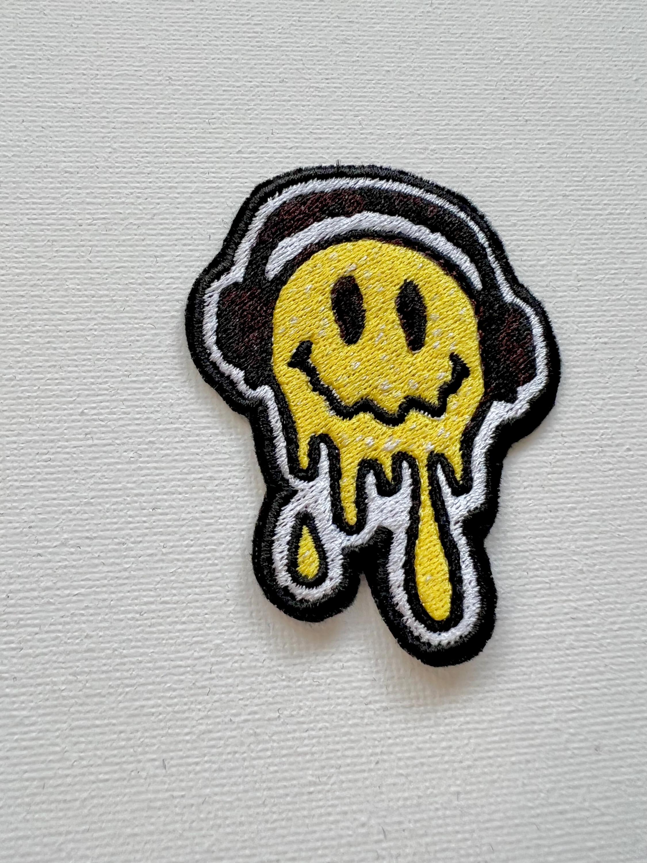 Melting Happy Face Embroidered Patches, Sew on Patches, Patches for ...
