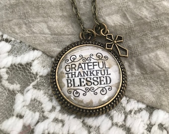 Inspirational Jesus Bible Quote Verse Blessed Necklace Pendant Cross Charm