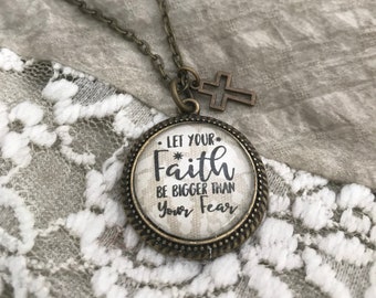 Inspirational Jesus Bible Quote Verse Faith Necklace Pendant Cross Charm