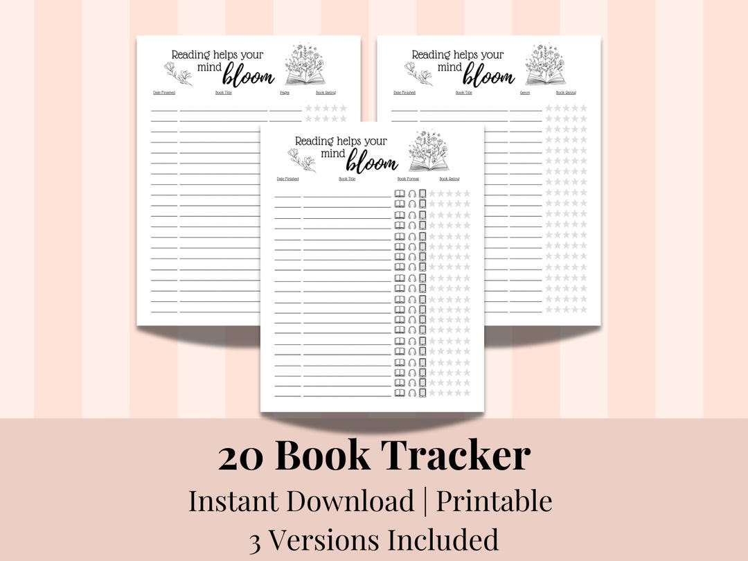 Printable Book Tracker | Floral Reading Log | 20 Books PDF Reading ...