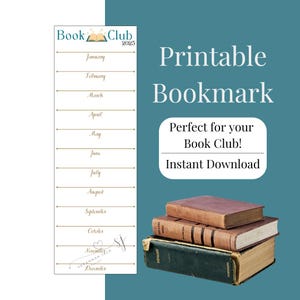 Printable Bookmark for Book Club Bookmark Gift for Book Lover Book Tracker Monthly Reading Tracker Bookmark