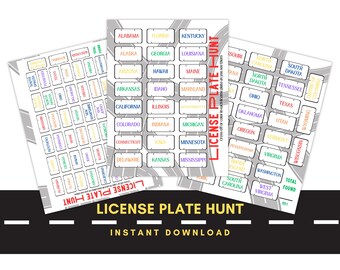 Road Trip License Plate Scavenger Hunt Game | Printable Family Car Games | License Plate Game | Vacation Travel Games | Games for Kids