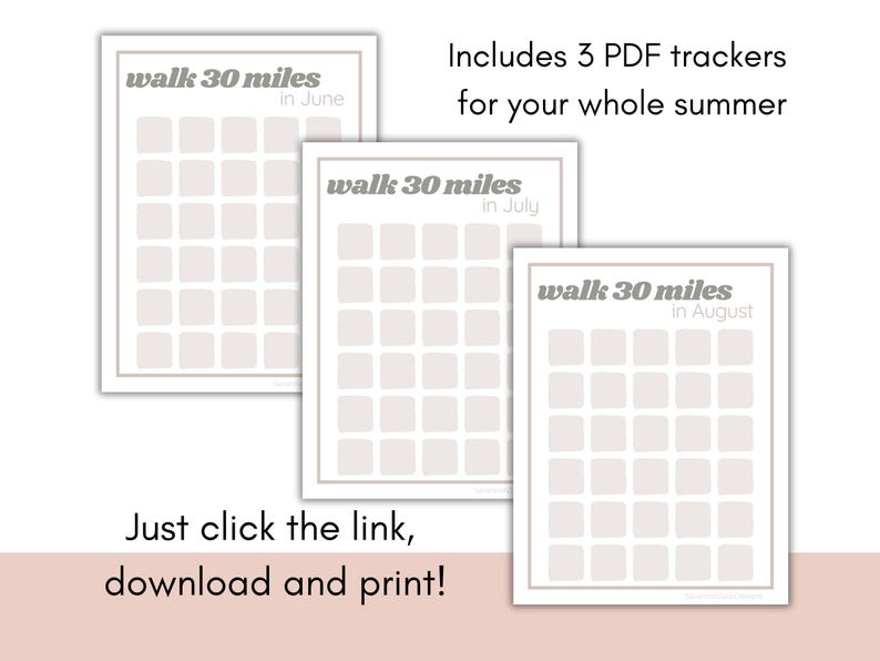 Printable Walking Tracker, Miles Log for Summer, Monthly Walking