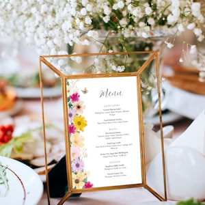 Floral Menu Template Editable Canva Template Printable Colorful Wedding Menu Customizable Menu for Birthday Bridal Shower Event - TPLT0004