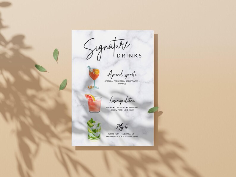 Editable Signature Drinks Menu Customizable Canva Template Printable ...