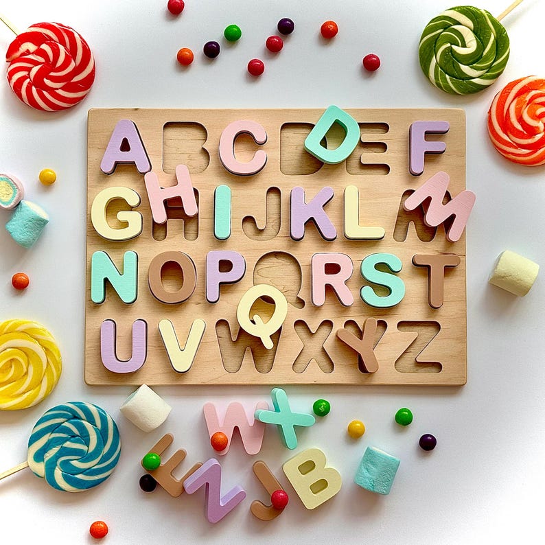 Puzzled Letters Wooden Alphabet Puzzle - Etsy