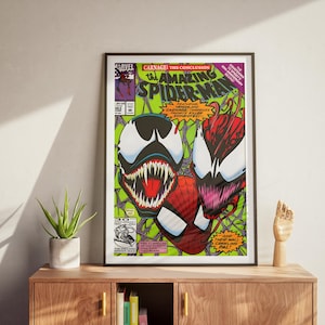Spiderman, cartel de arte de portada de cómic de Venom, impresión semibrillante, decoración de pared de héroe, regalo de fan de Marvel, cartel de papel semibrillante clásico de arte de superhéroe