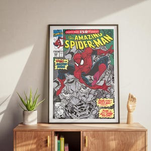 Poster d'arte della copertina del fumetto di Spiderman, stampa semilucida, decorazione da parete dell'eroe, regalo per i fan Marvel, arte del supereroe