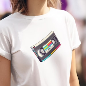 Camiseta clásica VHS Rewind, camiseta clásica VHS de estilo suave de la vieja escuela