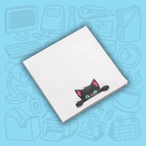 Post It Note Pads, Minimalist Green Eyed Cat Design, Cute Cat Sticky Notes, Desk Office Stationery, Gift for Cat Lovers